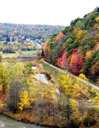 View of treatment ponds from bony Pile